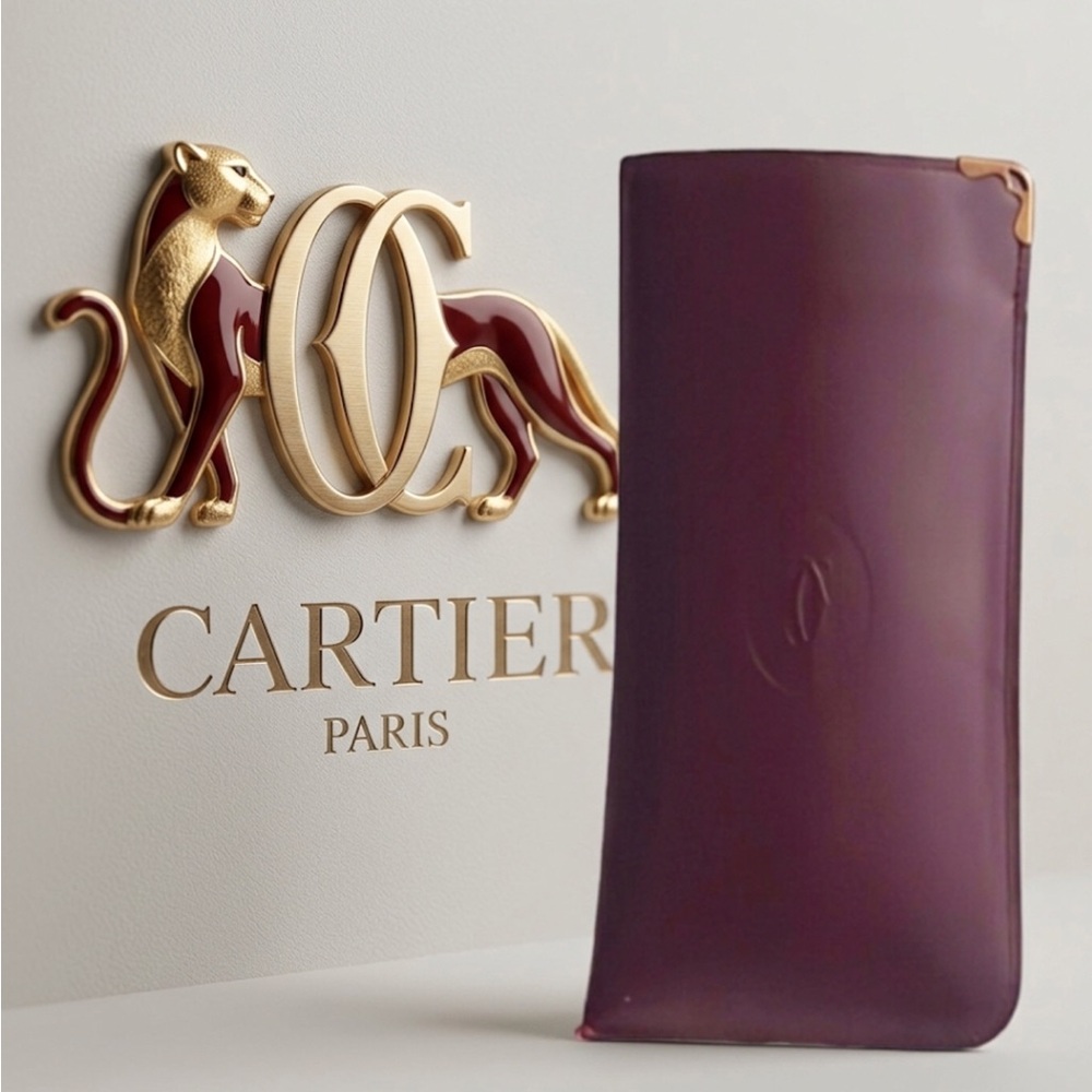 Authentic Vintage Cartier luxury designer Leather Glasses Semi Hard Case